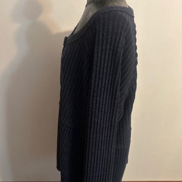 Weekend Suzanne Betro Gray rib knit 1/4 button down sweater, size 3X - Picture 2 of 5